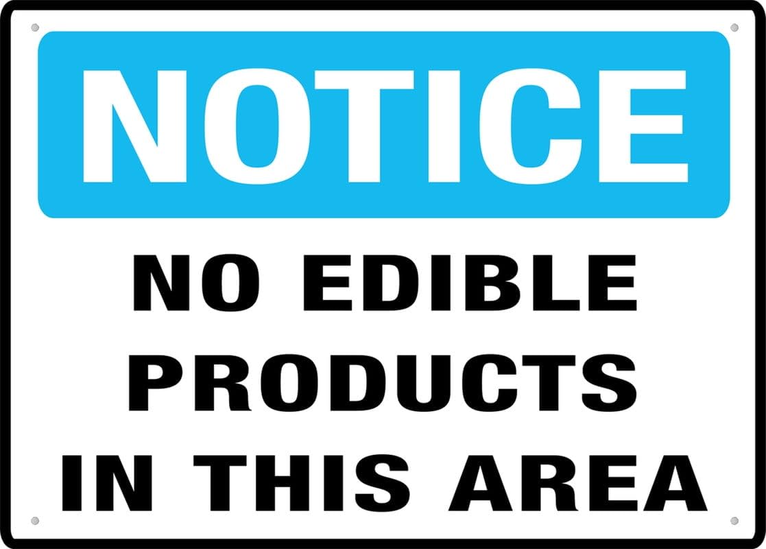 Notice No Edible Products In This Area Retro Funny Novelty Art Backyard Funny Wall Décor Poster Cafe Plaque Tin Sign 8x12 Inch