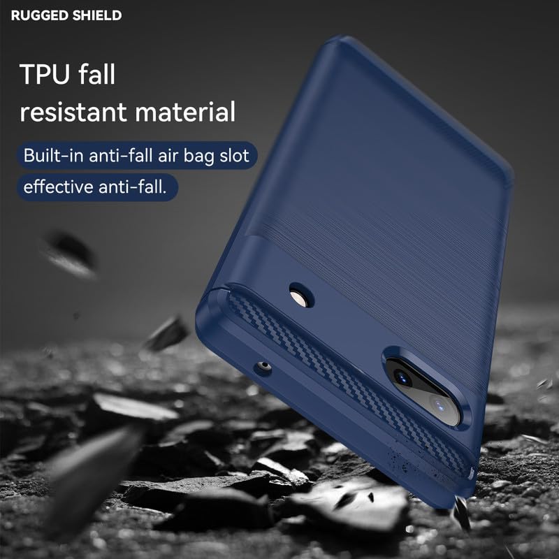 Image of Hybrid Carbon Fiber Back Case for Google Pixel 6A (Blue)