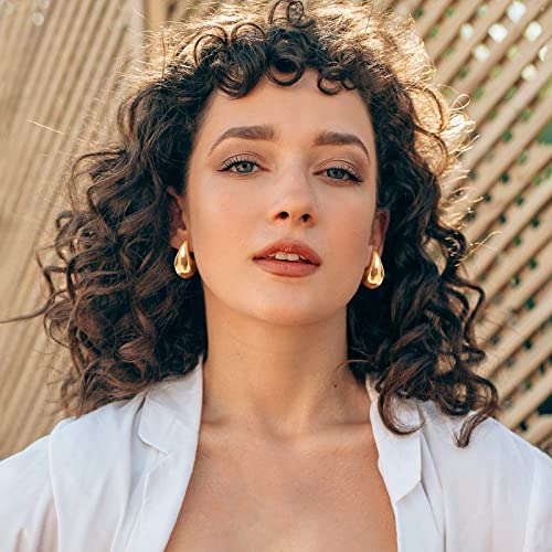 MUYAN Gold Silver Chunky Earrings for Women Lightweight Teardrop Earrings Fashion Jewelry2