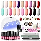 SHELLOLOH Kit Semipermanente de Uñas 20 Colores LED Esmalte de Uñas en Gel con 36W U-V/LED Lámpara Base y Top Coat Herramientas de Accesorio de Manicura Uña Arte