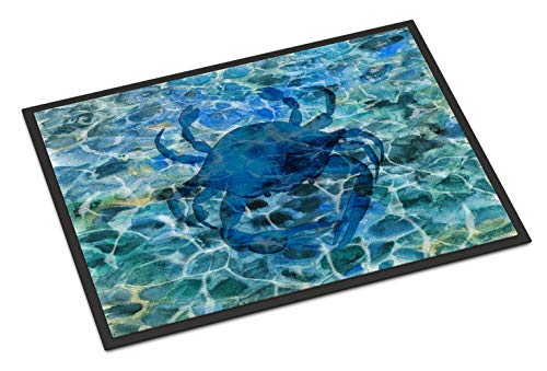 Caroline's Treasures BB5369MAT Blue Crab Under Water Doormat 18x27 Front Door Mat Indoor Outdoor Rugs for Entryway, Non Slip Washable Low Pile, 18H X 27W