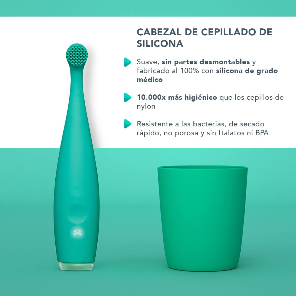 FOREO ISSA Baby Cepillo dental sónico suave para bebés de 0 a 4 años, Kiwi Green Panda | Cepillo de dientes eléctrico sónico para bebé, cerdas suaves, masaje de encías, sin BPA, viaje