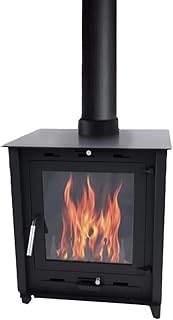 Générique Poêle à bois à accumulation 8,8-12 kW - bûches de 45 cm avec système de verre propre, sortie des fumées par le dessus, tiroir à cendres pour un nettoyage facile