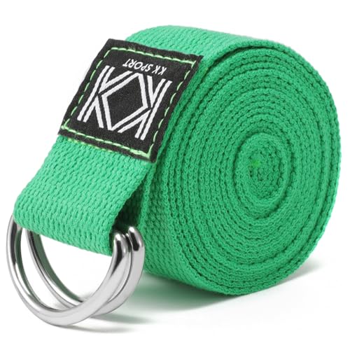 KK D-Ring Buckle Yoga Strap – 2M Long Yoga Belt - Adjustable, Non-Slip, Sweat-Wicking Exercise Straps For Maintaining Poses - Durable & Comfortable Helps In Improving Flexibility & Physical Therapy