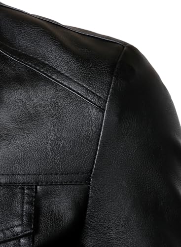 HOOD CREW Mens Faux Leather Motorcycle Jacket