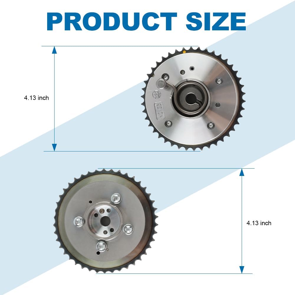 Intake & Exhaust Camshaft Adjuster VVT Timing Cam Gear Compatible with Genesis G70 Hyundai Santa Fe Sonata Tucson Veloster Kia Optima Sorento Sportage Replacement for 24350-2G750 24370-2G750
