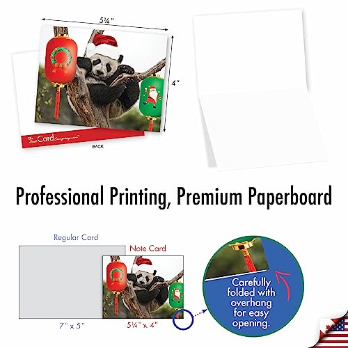 Image of The Best Card Company - 10 Blank Animal Christmas Note Cards - Assorted Bulk Holiday Cards for Men and Women, Fun Wildlife (4 x 5.12 Inch) - Santa Capped Creatures M6470XSB