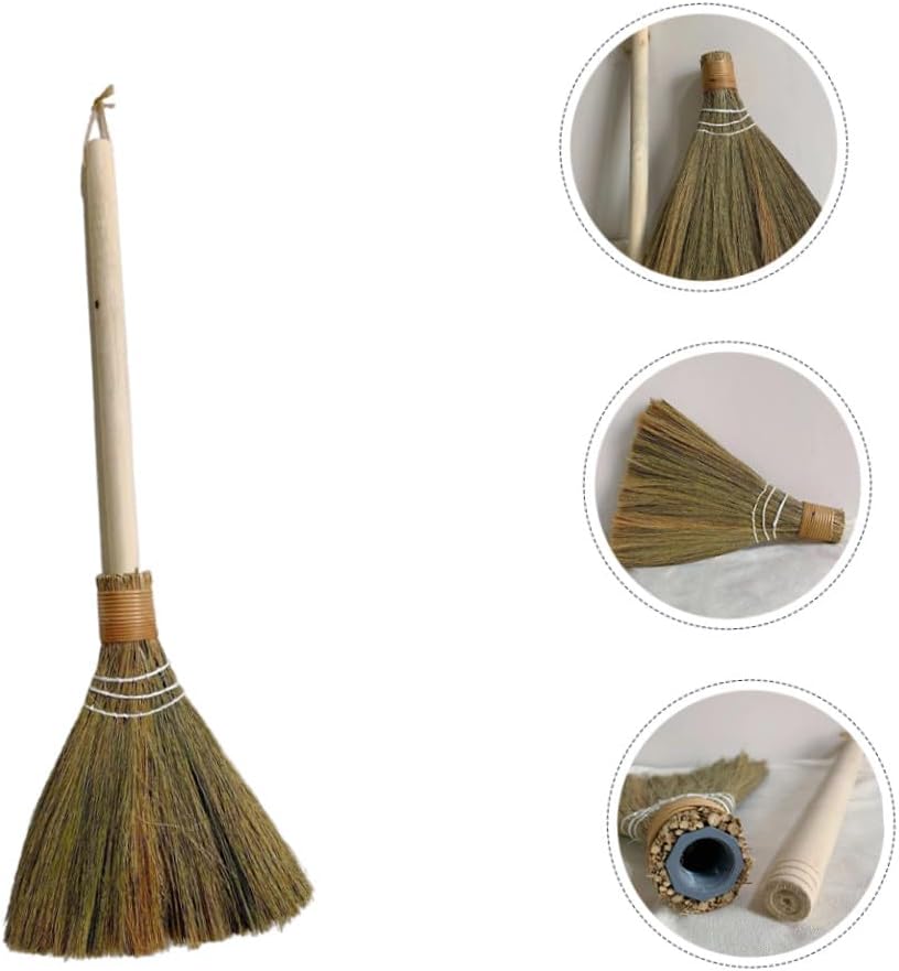 Hand Woven Detachable Broom 74cm with Natural Sorghum Bristles Portable Dust Brush Broom for Home Cleaning and Farmhouse Use