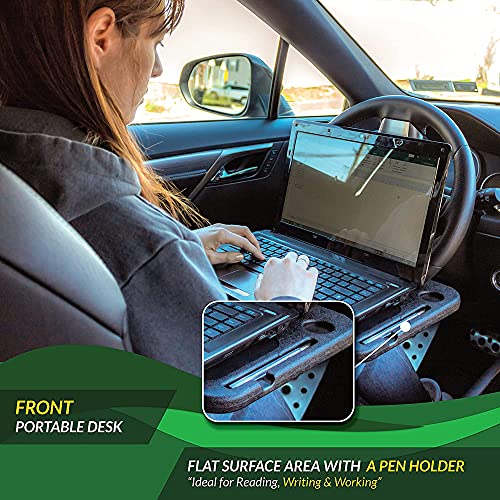 EcoNour 2 in 1 Car Steering Wheel Desk | Food Tray for Car | Steering Wheel Lap Desk for Car | Travel Car Accessories | Car Stand Trays for Eating | Multipurpose Car Steering Wheel Desk Tray Table