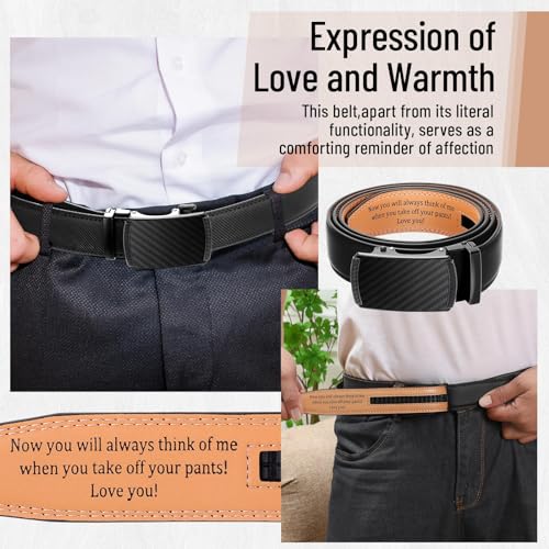 Engraved Mens Ratchet Belt Leather Slide Personalized Belt for Men with Buckle for Husband Birthday Wedding Gift4