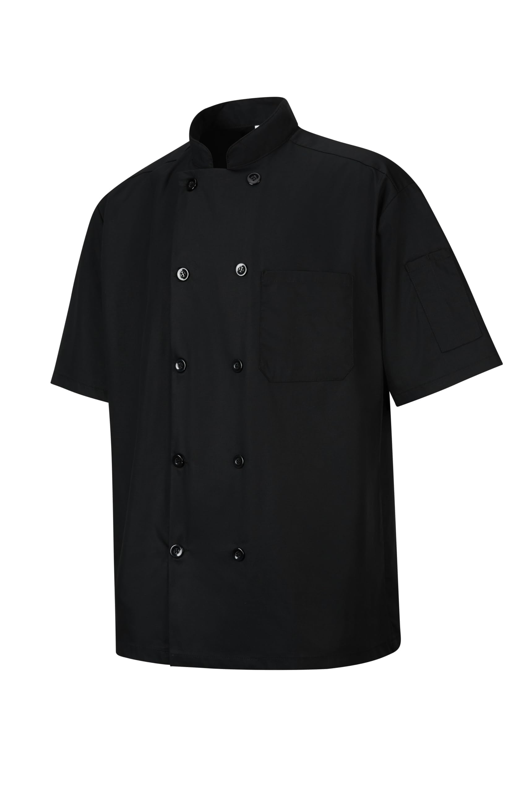 Ousafeve Unisex Black Chef Coat for Men Women Short Sleeve (X-Large, Black_Short)