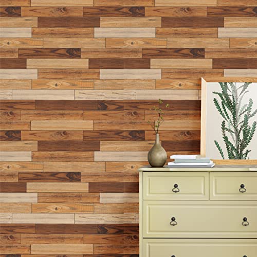Image of DWELLSINDIA 3D Wooden Bricks Design Self Adhesive Wallpaper Peel & Stick, Waterproof, Scratch Resistant, Laminated (41cm x 244cm, 3D Wooden Bricks Design)