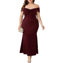 CYCLAMEN Womens Plus Size Formal Off The Shoulder Dress Mermaid Maxi Bodycon Evening Gowns Cocktail Prom Party Dresses
