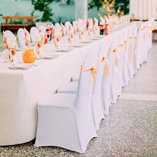 Palonu 48 Pcs Stretch Spandex Chair Cover White Polyester Chair Slipcovers Dining Living Room Universal Fitted Chair Slipcovers Protector For Wedding Party Holidays Banquet Celebration #TOP2