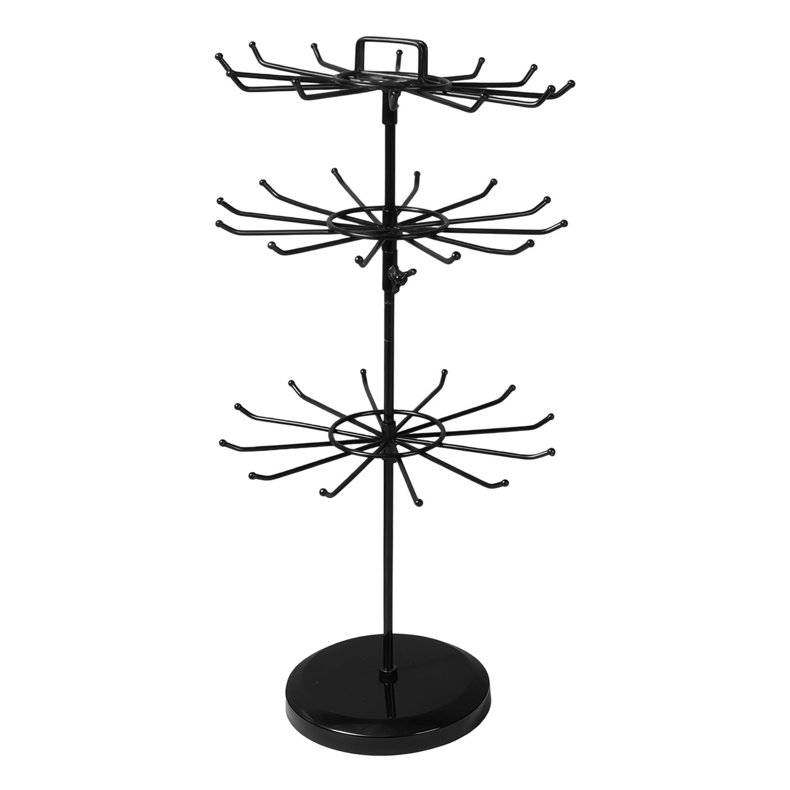 Kaeltsyn Dark Coated Rotating Jewelry Storage with Photo Frame and Sturdy Iron Construction Handcraft Fair Display Rack