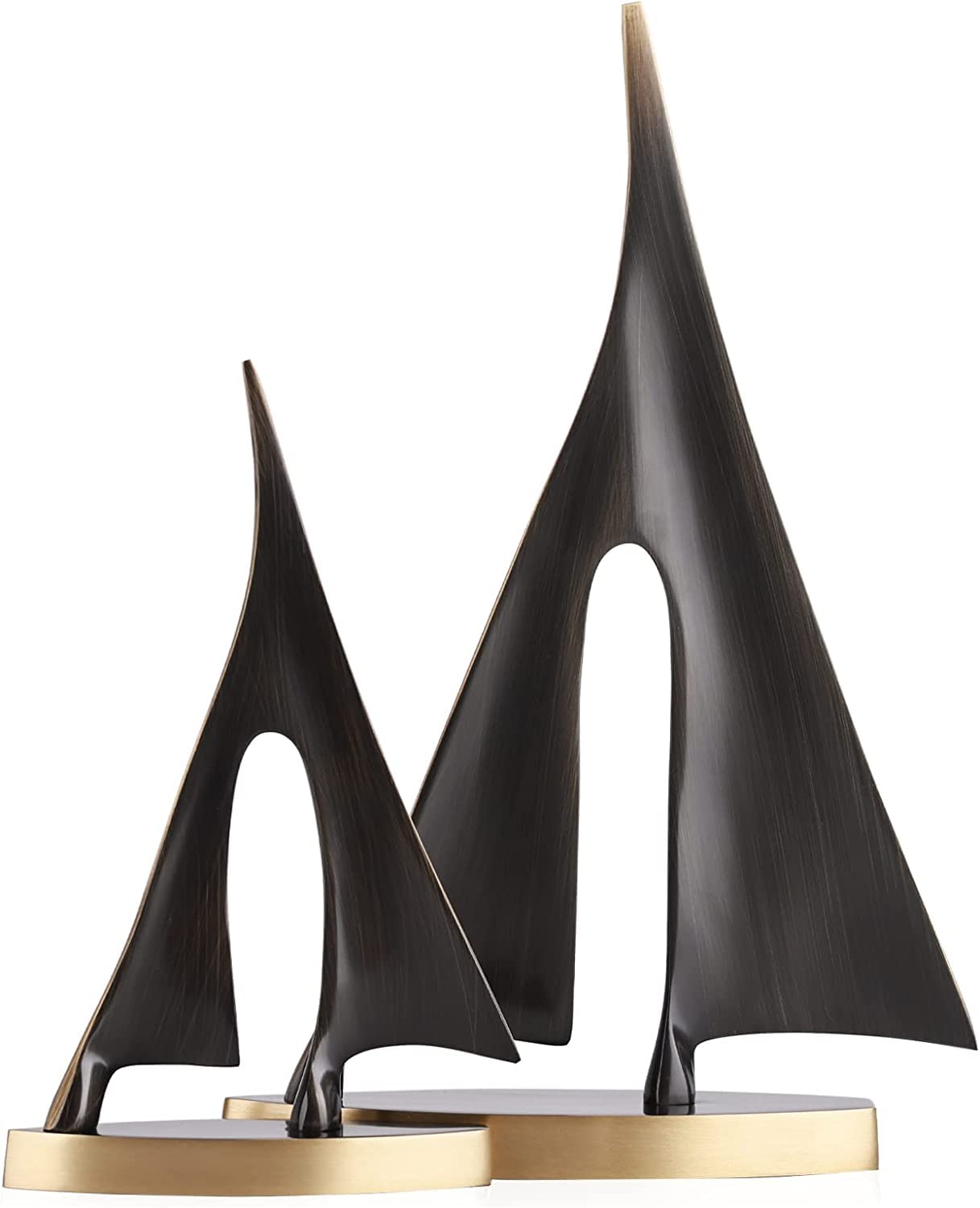 WUBIANJIE Bronze Statue, Sailboat Statue, Luxury Office Statue, Modern Home Decor for Office, Study, TV Cabinet, Entrance, Coffee Table Decor and Accessories 2 Piece Set