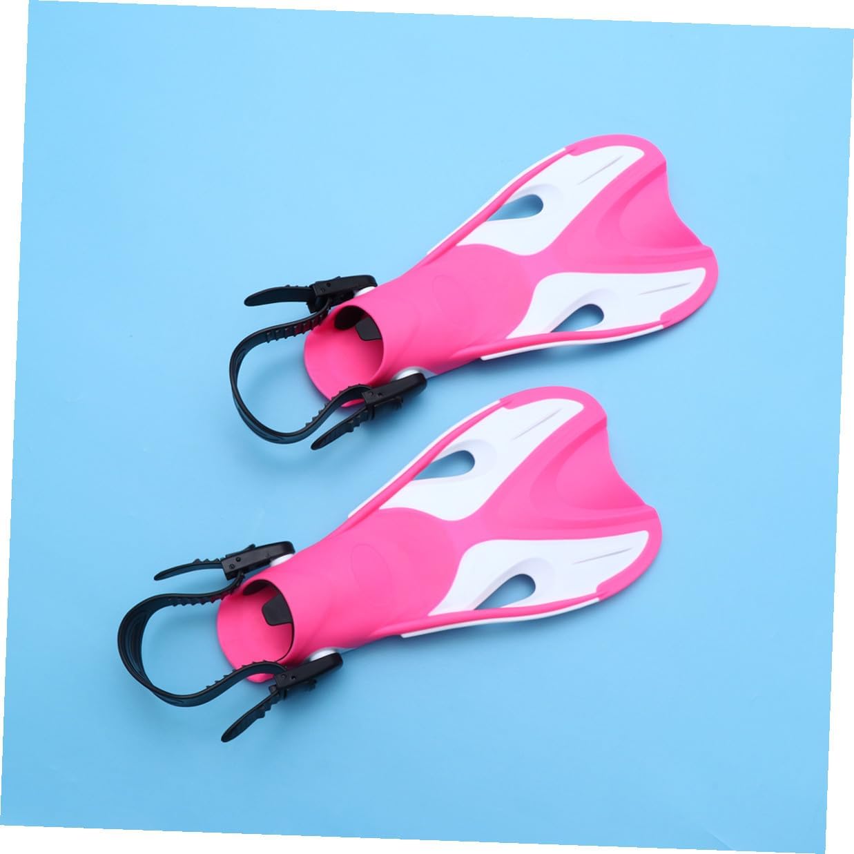 DOITOOL Adjustable Open Heel Snorkeling Fins for Adults, Pink White Swimming Flippers, Outdoor Diving Training Foot Fins Euro 37-41