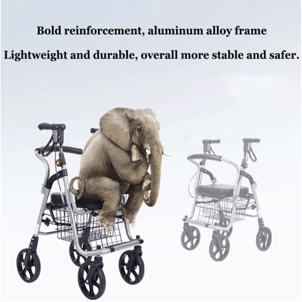 Medische aluminium rollator rollator met gewatteerde zitting voor oudere senioren en volwassenen In hoogte verstelbare mobiliteitshulp bij het lopen