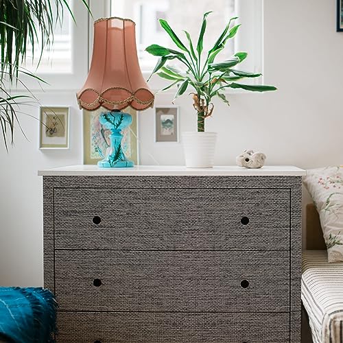 WADILE Grasscloth Peel and Stick Wallpaper 15.7in x 196.8in, Textured Contact Paper for Cabinets, Faux Linen Wall Paper Pull and Stick, Fabric Vinyl Wallpaper Self Adhesive Brown Gray