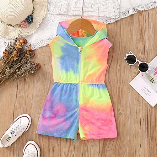 Girls Prison Jumpsuit Girl Rainbow Printed Shorts Jumpsuit Outfit Summer Toddler Clothes Girl Floral