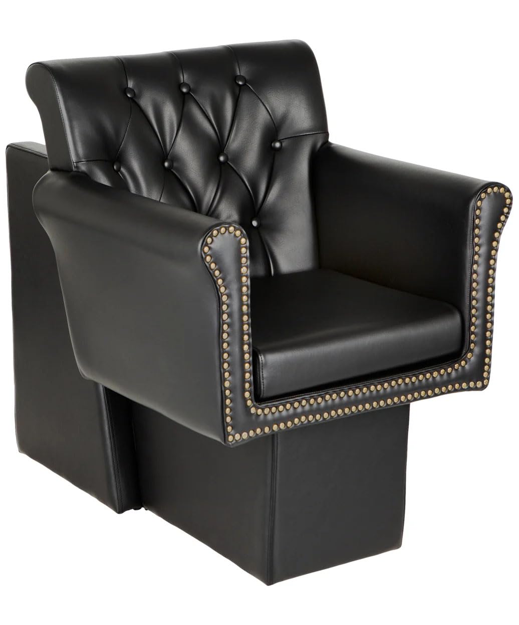 Buy-Rite Chelsea Hair Dryer Chair – Black Tufted Salon Chair with Brass Nailhead Trim, Wide Soft Foam Seat Cushion, Removable Cushion, Stylish Comfort for Salon Professionals – NIN-9902DC-BLK