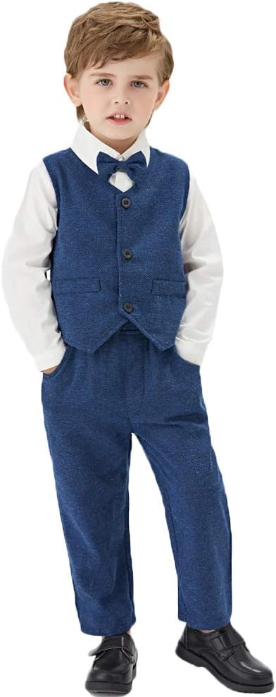 Toddler Boys Formal Suits Kids Classic Fit Dresswear Suit Vest Set Outfit