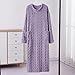 Flannel Pullover Nightgown Women Fleece Long Pajamas Dress Plush Loose Loungewear Long Sleeve Sleepwear with Pocket Purple