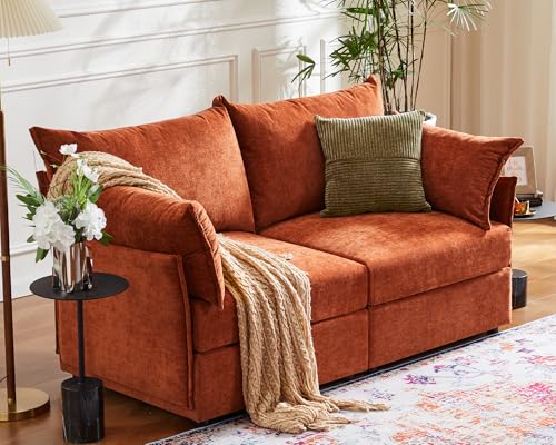 ABCASA Oversized Modular Loveseat Sofa, Terracotta Chenille