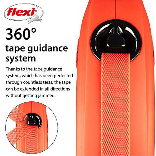 Flexi Xtreme L - Extra robuste einziehbare Leine mit 7,9 m extra starkem Band | Schutzgürtel mit reflektierenden Komponenten | Griffverstellung | Orange/Schwarz