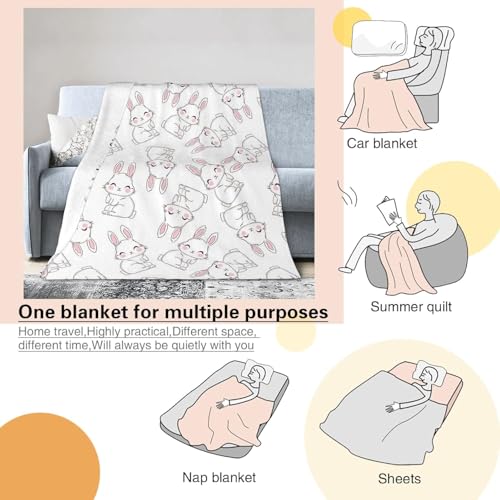 Image of Bunny Blanket 30 inchx40 inch - Ultra Soft Flannel Fleece Baby Blanket for Newborns Infants, Crib Blanket & Stroller Cover, Lightweight Swaddle Blanket for Boys Girls, Nursery Decor