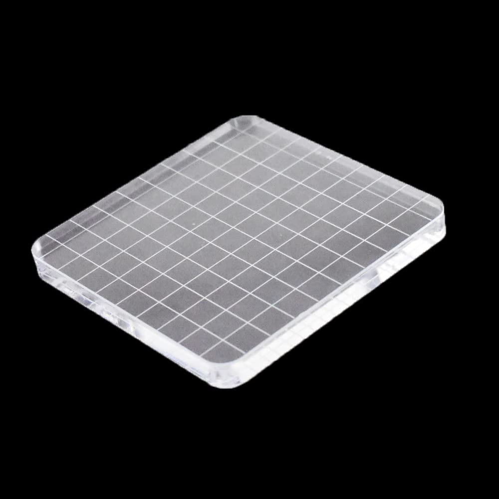 Reland Sun 5Mm Thick Stamp Blocks Acrylic Clear Stamping Blocks Tools With Grid Lines For Scrapbooking Crafts Making (Square 10Cm-B)