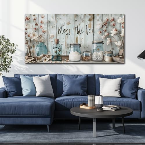 ERQINHUA Wall Art Canvas Retro Flower Picture Wall Decor For Living Room Kitchen And Dining Room Painting Grass Flower Printed picture artworks Bedroom Farmhouse Office Home Decoration 20"X40"