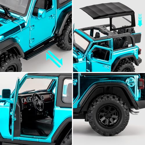 Modelo de auto 1:32 Wrangler Rubicon azul miniatura 5
