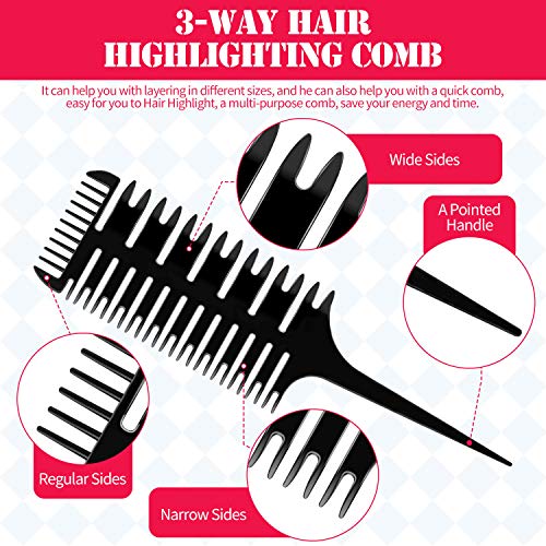 Peine de seccionamiento 3 vías para cabello 3 piezas miniatura 3