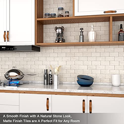 Benice Peel And Stick Backsplash For Kitchen,Bathroom Wall Backsplash Tile Peel And Stick Shower Tiles Waterproof(5Sheets,Rustic Beige) #TOP2