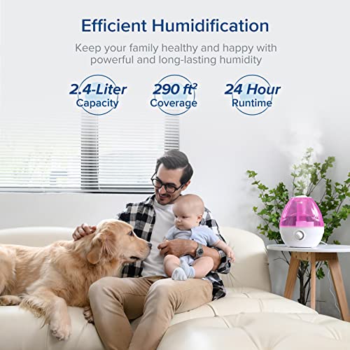 Levoit Humidifiers For Bedroom Large Room (2.4L Water Tank), Cool Mist For Home Whole House, Adjustable 360° Rotation Nozzle, Ultrasonic, Auto Shutoff, Night Light, Bpa-Free, Pink #TOP1