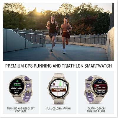 Garmin Forerunner 970 (Soft Gold French Gray/Translucent Indigo) Premium GPS Running & Triathlon Smartwatch - Bundle with PlayBetter Wireless Earbuds & HD Screen Protectors