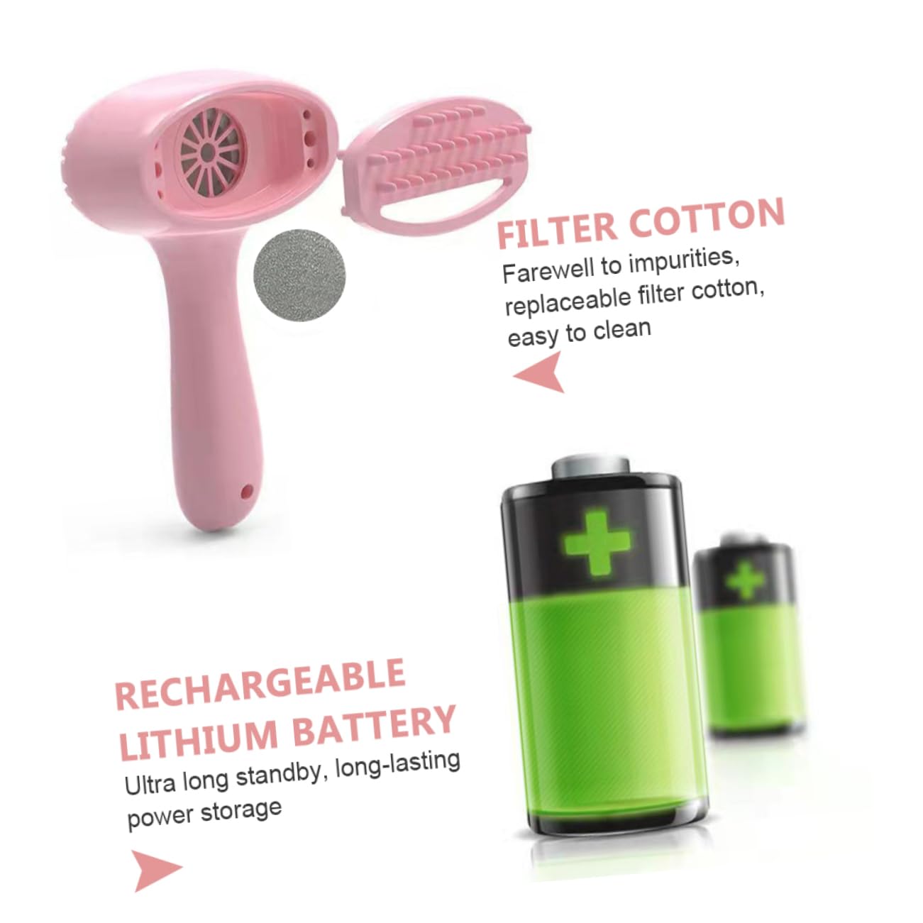 Toyvian Peine Eléctrico para Quitar Pelo de Mascotas Rojo Portátil