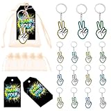 Festiblast 72Pcs Bruh Party Favors, Blue Green Bruh Thank You Tags Funny Gesture Keychain Organza Bags Kit for Boys Teenager Men Birthday Party Baby Shower Supplies