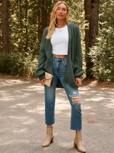Image of LILLUSORY Womens Oversized Cardigans Soft Knit Cardigan Sweater with Pockets