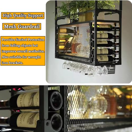 Vintage-Weinregal, 100 cm, Gitterstruktur, Präsentationsregal für den Einzelhandel, LED-Beleuchtung, Wand- oder Standmontage, Glashalter für Zuhause und Gastronomie, 2-stöckiges De