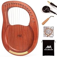 AKLOT Lyre Harfe, 16 Metallsaiten Mahagoni Lye Harfen mit Abholung Tonabnehmer Stimmschlüssel und schwarzer Tasche