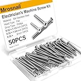 50PCS 6-32 Machine Screws, Fully Threaded Extra Long Outlet Screws in 1-1/2, 1-3/4, and 2 inch Lengths for Electrical Switch Plates, Wall Outlet Mounting, Stainless Steel