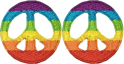 Peace Flowers Badge Colourful Peace Sign Embroidery Patch Iron On - Foto 10