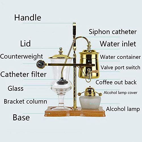 XYLXJ Vakuum-Kaffeemaschine, Siphon-Set, Kaffeesiphon, Haushalt, belgische Kanne mit tragbarer Hand-Kaffeemühle, Gold (Silber)