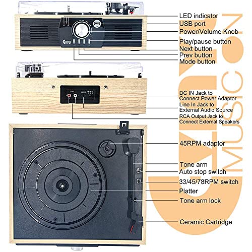Tourne-disques, Enregistrement rétro, Centre de Musique avec télécommande, Lecteur CD, Dab et FM, Radio AM, Lecteur de… - Les Beatles, Paul McCartney, John Lennon, RIngo Starr, George Harrison Tourne-disques, Enregistrement rétro, Centre de Musique avec télécommande, Lecteur CD, Dab et FM, Radio AM, Lecteur de… – Image 5