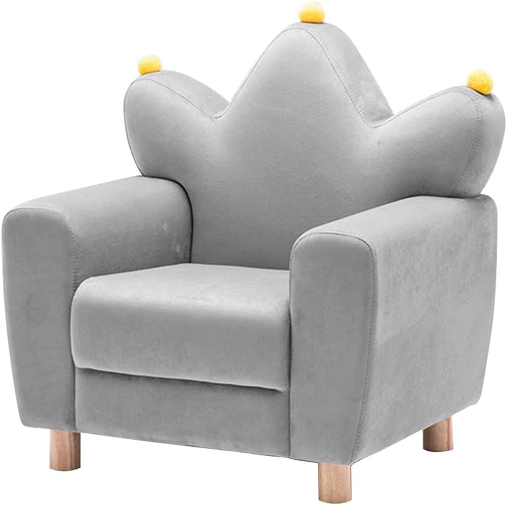 Couch Creative Crown-Shaped Princess Sofa Chair for Boys and Girls Comfortable Ice Velvet Resting Armchair Beside The Bed in The Bedroom Load-Bearing 60kg (Color : Blue Size: 675062cm) (Gris 67*50*