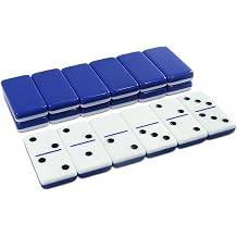 IDTQ Dominoes Set for Adults, Double 6 Dominoes Game Set with 28 Domino Tiles, Double with Luxury Gift Box, 7 Polyhedral Dice, Classic Board Game Dark Blue