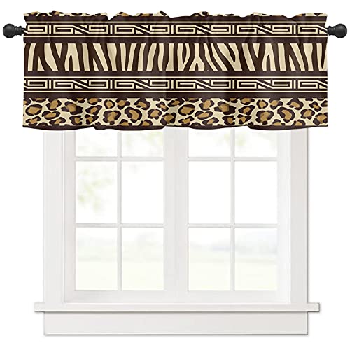 54"X18" Blackout Valance Curtain Rod Pocket Short Tier Drapes For Kitchen, Dinning Room, Bathroom, Bedroom, Living Room Window Thermal Insulated - African Wild Animal Leopard Print #TOP4
