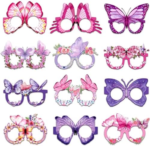 Qpout 24 Pcs Butterfly Party Favors Spring Butterfly Paper Eyegla...